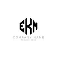 EKM letter logo design with polygon shape. EKM polygon and cube shape logo design. EKM hexagon vector logo template white and black colors. EKM monogram, business and real estate logo.