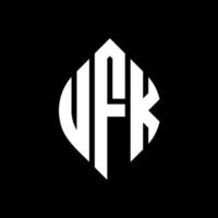 diseño de logotipo de letra de círculo ufk con forma de círculo y elipse. letras elipses ufk con estilo tipográfico. las tres iniciales forman un logo circular. vector de marca de letra de monograma abstracto del emblema del círculo ufk.