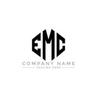 EMC letter logo design with polygon shape. EMC polygon and cube shape logo design. EMC hexagon vector logo template white and black colors. EMC monogram, business and real estate logo.