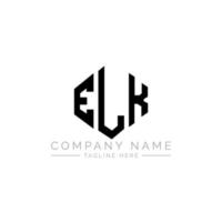 ELK letter logo design with polygon shape. ELK polygon and cube shape logo design. ELK hexagon vector logo template white and black colors. ELK monogram, business and real estate logo.