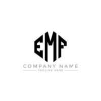 EMF letter logo design with polygon shape. EMF polygon and cube shape logo design. EMF hexagon vector logo template white and black colors. EMF monogram, business and real estate logo.