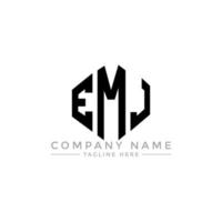 EMJ letter logo design with polygon shape. EMJ polygon and cube shape logo design. EMJ hexagon vector logo template white and black colors. EMJ monogram, business and real estate logo.