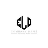 ELO letter logo design with polygon shape. ELO polygon and cube shape logo design. ELO hexagon vector logo template white and black colors. ELO monogram, business and real estate logo.