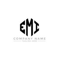 EMI letter logo design with polygon shape. EMI polygon and cube shape logo design. EMI hexagon vector logo template white and black colors. EMI monogram, business and real estate logo.