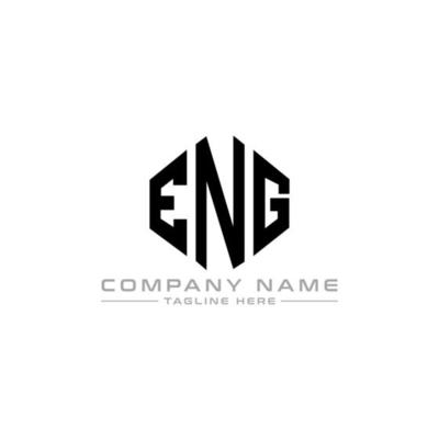 ENG letter logo design with polygon shape. ENG polygon and cube shape logo design. ENG hexagon vector logo template white and black colors. ENG monogram, business and real estate logo.