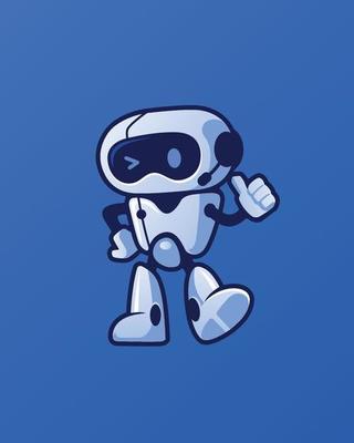 Friendly Winking Robot Mascot Cartoon Character