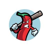 Fun Chilli Sports Mascot Cartoon Character Logo vector