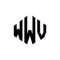 WWV letter logo design with polygon shape. WWV polygon and cube shape logo design. WWV hexagon vector logo template white and black colors. WWV monogram, business and real estate logo.