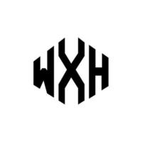 WXH letter logo design with polygon shape. WXH polygon and cube shape logo design. WXH hexagon vector logo template white and black colors. WXH monogram, business and real estate logo.