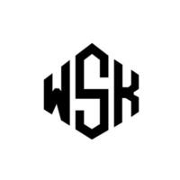 WSK letter logo design with polygon shape. WSK polygon and cube shape logo design. WSK hexagon vector logo template white and black colors. WSK monogram, business and real estate logo.