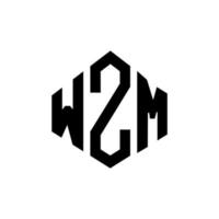 WZM letter logo design with polygon shape. WZM polygon and cube shape logo design. WZM hexagon vector logo template white and black colors. WZM monogram, business and real estate logo.