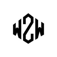 WZW letter logo design with polygon shape. WZW polygon and cube shape logo design. WZW hexagon vector logo template white and black colors. WZW monogram, business and real estate logo.