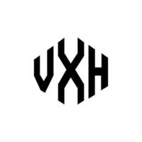 VXH letter logo design with polygon shape. VXH polygon and cube shape logo design. VXH hexagon vector logo template white and black colors. VXH monogram, business and real estate logo.