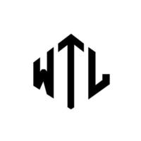 WTL letter logo design with polygon shape. WTL polygon and cube shape logo design. WTL hexagon vector logo template white and black colors. WTL monogram, business and real estate logo.