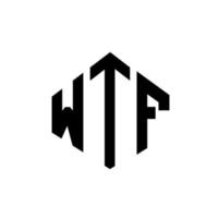 WTF letter logo design with polygon shape. WTF polygon and cube shape logo design. WTF hexagon vector logo template white and black colors. WTF monogram, business and real estate logo.