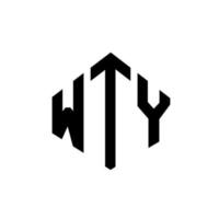 diseño de logotipo de letra wty con forma de polígono. diseño de logotipo en forma de polígono y cubo wty. wty hexágono vector logo plantilla colores blanco y negro. monograma wty, logotipo comercial y inmobiliario.