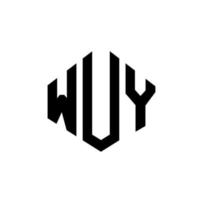 diseño de logotipo de letra wuy con forma de polígono. wuy polígono y diseño de logotipo en forma de cubo. wuy hexágono vector logo plantilla colores blanco y negro. monograma wuy, logotipo comercial y inmobiliario.