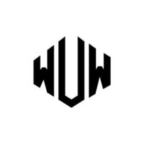 diseño de logotipo de letra wuw con forma de polígono. wuw polígono y diseño de logotipo en forma de cubo. wuw hexágono vector logo plantilla colores blanco y negro. wuw monograma, logotipo comercial e inmobiliario.