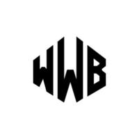 WWB letter logo design with polygon shape. WWB polygon and cube shape logo design. WWB hexagon vector logo template white and black colors. WWB monogram, business and real estate logo.