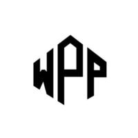 diseño de logotipo de letra wpp con forma de polígono. diseño de logotipo en forma de cubo y polígono wpp. wpp hexágono vector logo plantilla colores blanco y negro. monograma wpp, logotipo empresarial y inmobiliario.