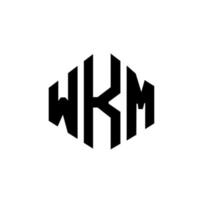 WKM letter logo design with polygon shape. WKM polygon and cube shape logo design. WKM hexagon vector logo template white and black colors. WKM monogram, business and real estate logo.