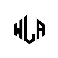 diseño de logotipo de letra wla con forma de polígono. diseño de logotipo en forma de cubo y polígono wla. wla hexágono vector logo plantilla colores blanco y negro. monograma wla, logotipo empresarial y inmobiliario.