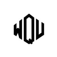 WQU letter logo design with polygon shape. WQU polygon and cube shape logo design. WQU hexagon vector logo template white and black colors. WQU monogram, business and real estate logo.