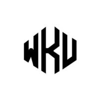 WKU letter logo design with polygon shape. WKU polygon and cube shape logo design. WKU hexagon vector logo template white and black colors. WKU monogram, business and real estate logo.