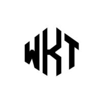 WKT letter logo design with polygon shape. WKT polygon and cube shape logo design. WKT hexagon vector logo template white and black colors. WKT monogram, business and real estate logo.