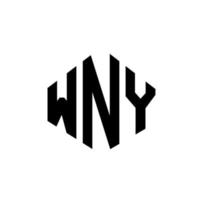 diseño de logotipo de letra wny con forma de polígono. diseño de logotipo en forma de cubo y polígono wny. wny hexágono vector logo plantilla colores blanco y negro. monograma wny, logotipo comercial e inmobiliario.