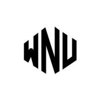 diseño de logotipo de letra wnu con forma de polígono. wnu polígono y diseño de logotipo en forma de cubo. wnu hexágono vector logo plantilla colores blanco y negro. monograma wnu, logotipo empresarial y inmobiliario.