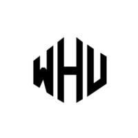 WHU letter logo design with polygon shape. WHU polygon and cube shape logo design. WHU hexagon vector logo template white and black colors. WHU monogram, business and real estate logo.