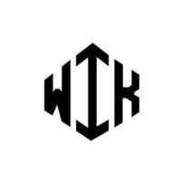 WIK letter logo design with polygon shape. WIK polygon and cube shape logo design. WIK hexagon vector logo template white and black colors. WIK monogram, business and real estate logo.