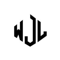 diseño de logotipo de letra wjl con forma de polígono. diseño de logotipo en forma de cubo y polígono wjl. wjl hexágono vector logo plantilla colores blanco y negro. monograma wjl, logotipo comercial e inmobiliario.