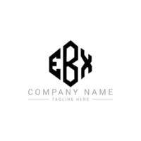 EBX letter logo design with polygon shape. EBX polygon and cube shape logo design. EBX hexagon vector logo template white and black colors. EBX monogram, business and real estate logo.