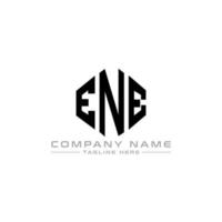 ENE letter logo design with polygon shape. ENE polygon and cube shape logo design. ENE hexagon vector logo template white and black colors. ENE monogram, business and real estate logo.