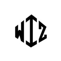 diseño de logotipo de letra wiz con forma de polígono. diseño de logotipo en forma de cubo y polígono wiz. wiz hexágono vector logo plantilla colores blanco y negro. monograma wiz, logo de negocios y bienes raíces.