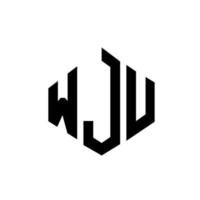 WJU letter logo design with polygon shape. WJU polygon and cube shape logo design. WJU hexagon vector logo template white and black colors. WJU monogram, business and real estate logo.