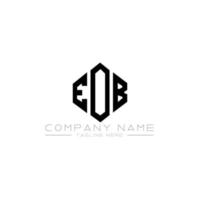 EOB letter logo design with polygon shape. EOB polygon and cube shape logo design. EOB hexagon vector logo template white and black colors. EOB monogram, business and real estate logo.