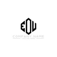 EOU letter logo design with polygon shape. EOU polygon and cube shape logo design. EOU hexagon vector logo template white and black colors. EOU monogram, business and real estate logo.