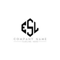 ESL letter logo design with polygon shape. ESL polygon and cube shape logo design. ESL hexagon vector logo template white and black colors. ESL monogram, business and real estate logo.