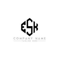 ESK letter logo design with polygon shape. ESK polygon and cube shape logo design. ESK hexagon vector logo template white and black colors. ESK monogram, business and real estate logo.