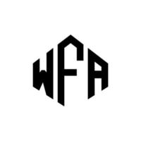 diseño de logotipo de letra wfa con forma de polígono. diseño de logotipo en forma de cubo y polígono wfa. wfa hexágono vector logo plantilla colores blanco y negro. monograma wfa, logotipo empresarial y inmobiliario.