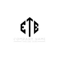 ETE letter logo design with polygon shape. ETE polygon and cube shape logo design. ETE hexagon vector logo template white and black colors. ETE monogram, business and real estate logo.