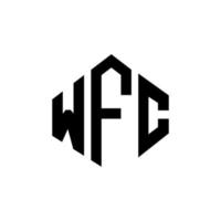 WFC letter logo design with polygon shape. WFC polygon and cube shape logo design. WFC hexagon vector logo template white and black colors. WFC monogram, business and real estate logo.