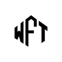 WFT letter logo design with polygon shape. WFT polygon and cube shape logo design. WFT hexagon vector logo template white and black colors. WFT monogram, business and real estate logo.