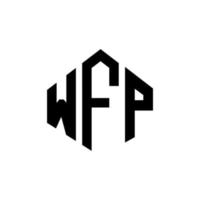 WFP letter logo design with polygon shape. WFP polygon and cube shape logo design. WFP hexagon vector logo template white and black colors. WFP monogram, business and real estate logo.