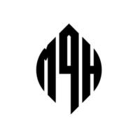 diseño de logotipo de letra circular mqh con forma de círculo y elipse. mqh letras elipses con estilo tipográfico. las tres iniciales forman un logo circular. vector de marca de letra de monograma abstracto del emblema del círculo mqh.
