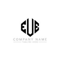 EUE letter logo design with polygon shape. EUE polygon and cube shape logo design. EUE hexagon vector logo template white and black colors. EUE monogram, business and real estate logo.