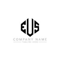 EUS letter logo design with polygon shape. EUS polygon and cube shape logo design. EUS hexagon vector logo template white and black colors. EUS monogram, business and real estate logo.